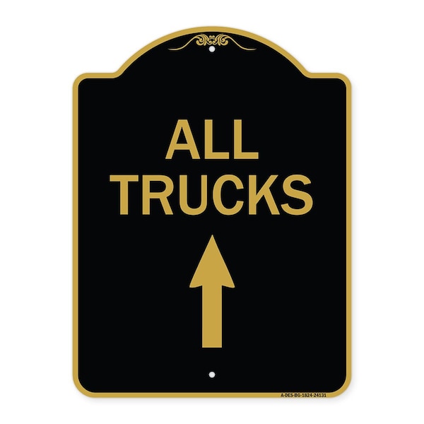 Signmission Driveway Sign All Trucks Move Ahead W/ Up Arrow, Black & Gold Alum Sign, 18" x 24", BG-1824-24131 A-DES-BG-1824-24131 - main